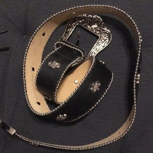 Genuine Leather belt with silver studding